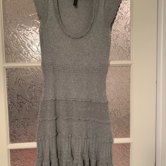 BCBG GREY RUFFLED DRESS - Picture 1 of 2